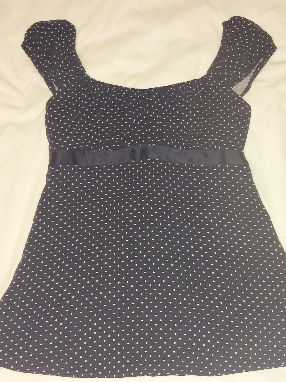 Hollister navy blue polka dot babydoll top Size XS  Y2k